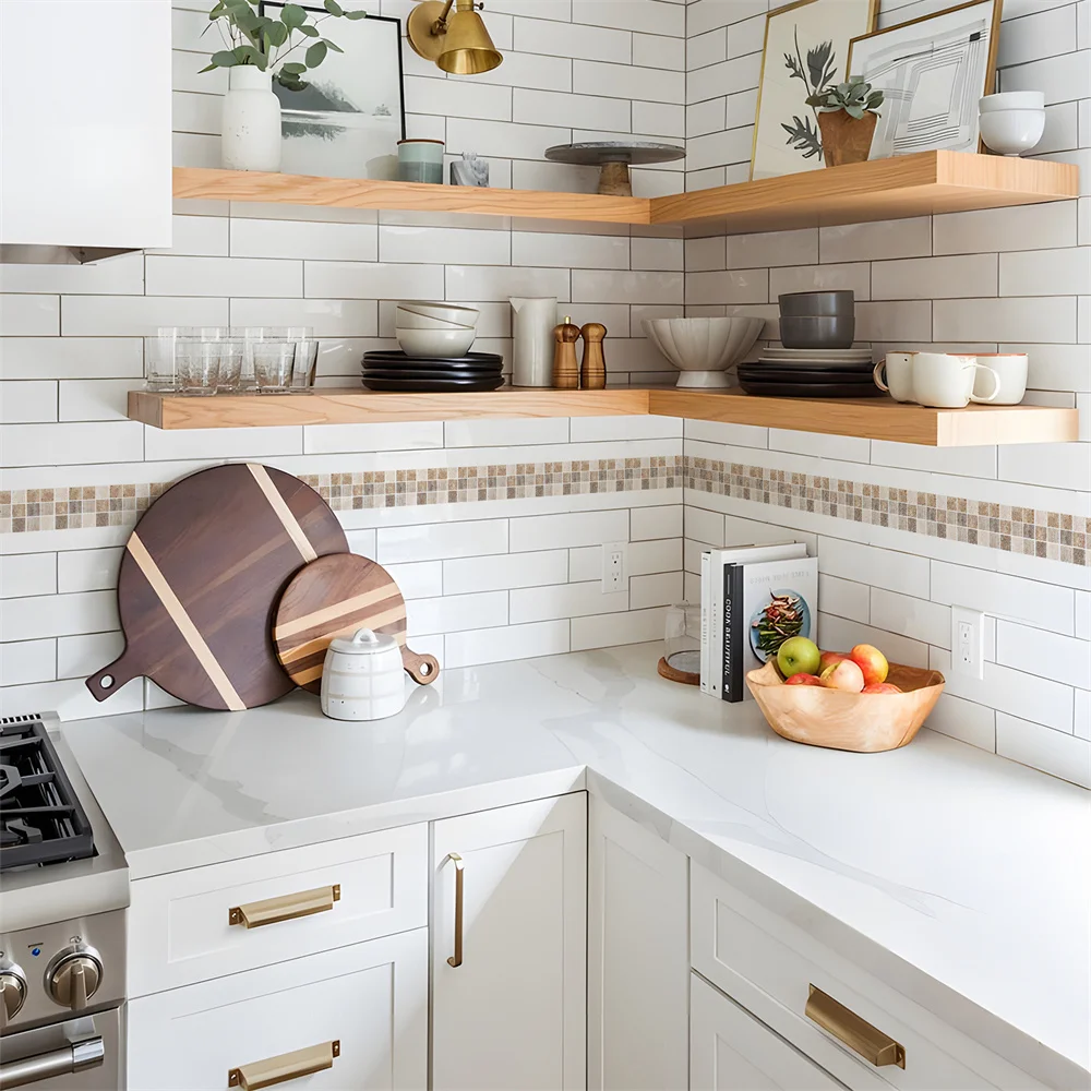 Wandaufkleber für Badezimmer, Taillenlinie, wasserfest, zum Abziehen und Aufkleben, Kunstwand, Backsplash, Küche, Büro, Sockellinie, dekorative