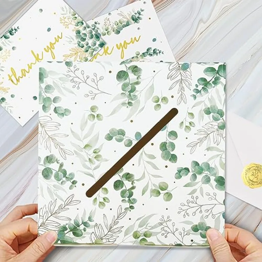 Sage Greenery Bridal Shower Card Box and Baptism Envelope Box for Wedding Gift Baby or Bridal Shower Party Favors Decorations