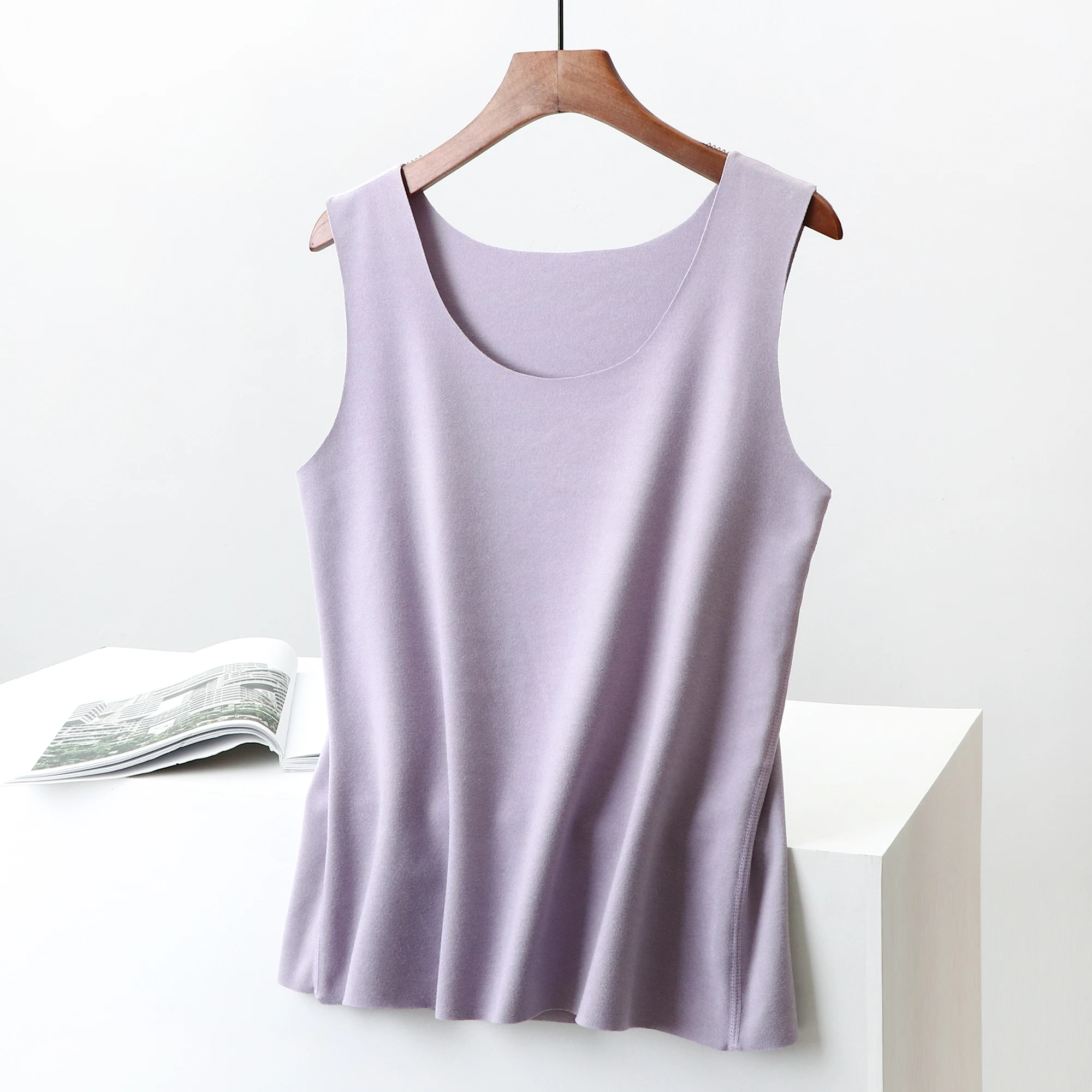 따뜻한 여성용 겨울 조끼 라운드 넥 탑 플러스 사이즈 슬림 핏 이너웨어 다용도 가을 7월 디어 브랜드