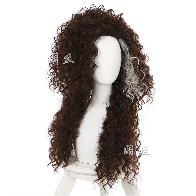 Movie Film Character Bellatrix Lestrange Long Brown Mixed Wavy wig Bella Wigs Heat Resistant Cosplay Costume   Cap