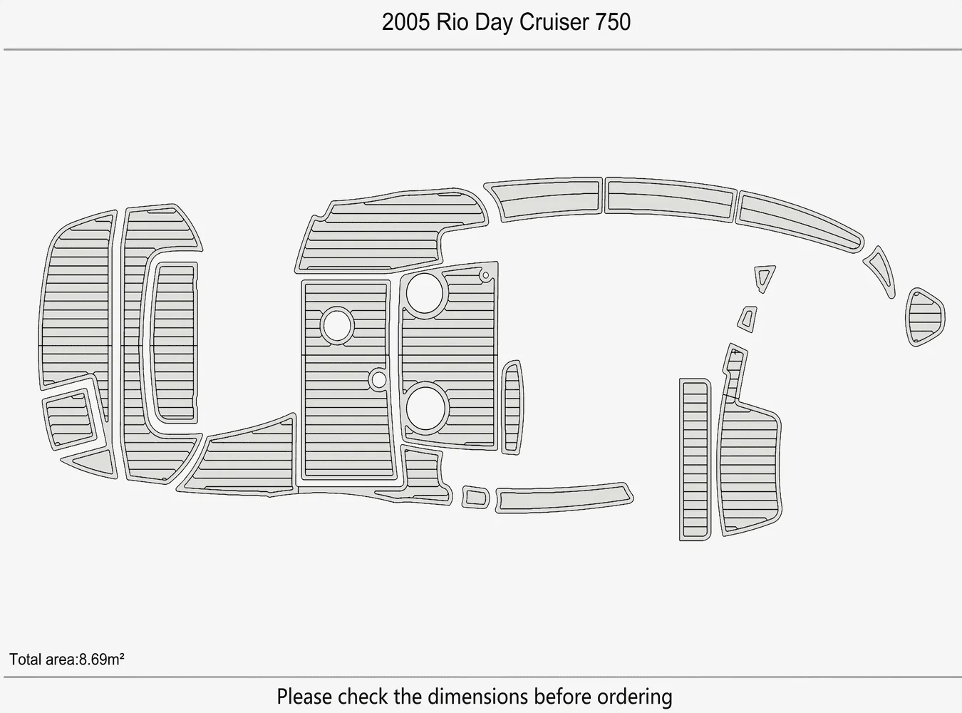 2005 ريو داي 750 كروزر 1/4 "6 مللي متر إيفا رغوة عدم الانزلاق بولي كلوريد الفينيل خشب الساج التزيين البحرية حصيرة سيديك أكوا السجاد الطابق البحري #3