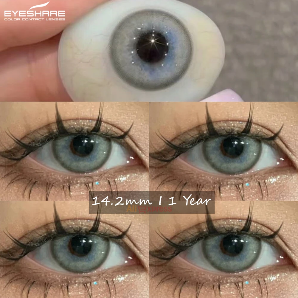 EYESHARE Natural Colored Contact Lenses for Eyes Green Lenses Blue Eye Contacts Brown Beauty Contacts Yearly 2pcs/pair Gray Lens