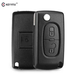 KEYYOU-llave de repuesto plegable con 2 botones para Citroën, carcasa de mando a distancia, para C2, C3, C4, C5, C6, C8