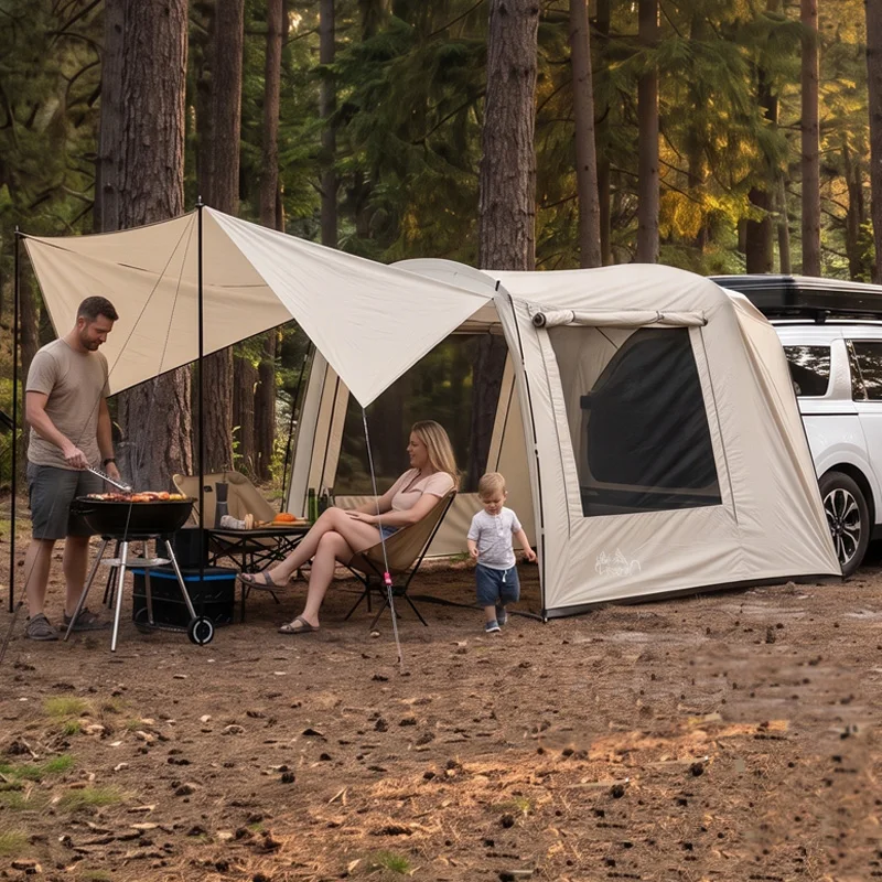 Lohascamping Car box docking tent Portable Waterproof SUV Tail Tent 3-4 people Dome tent Sunshade Tunnel style tent,Large tent,