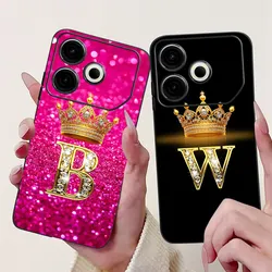 For Tecno Pova 6 Neo 2024 Case Cute Crown Letters Back Cover For Tecno Pova 6 Pova6 6Neo Neo Phone Cases Soft Slim Funda