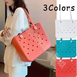 Large Boggs Beach Bag Summer EVA Beach Basket Women Picnic Tote Bag Holes Waterproof Handbag Pouch Shopping Shoulder Bag