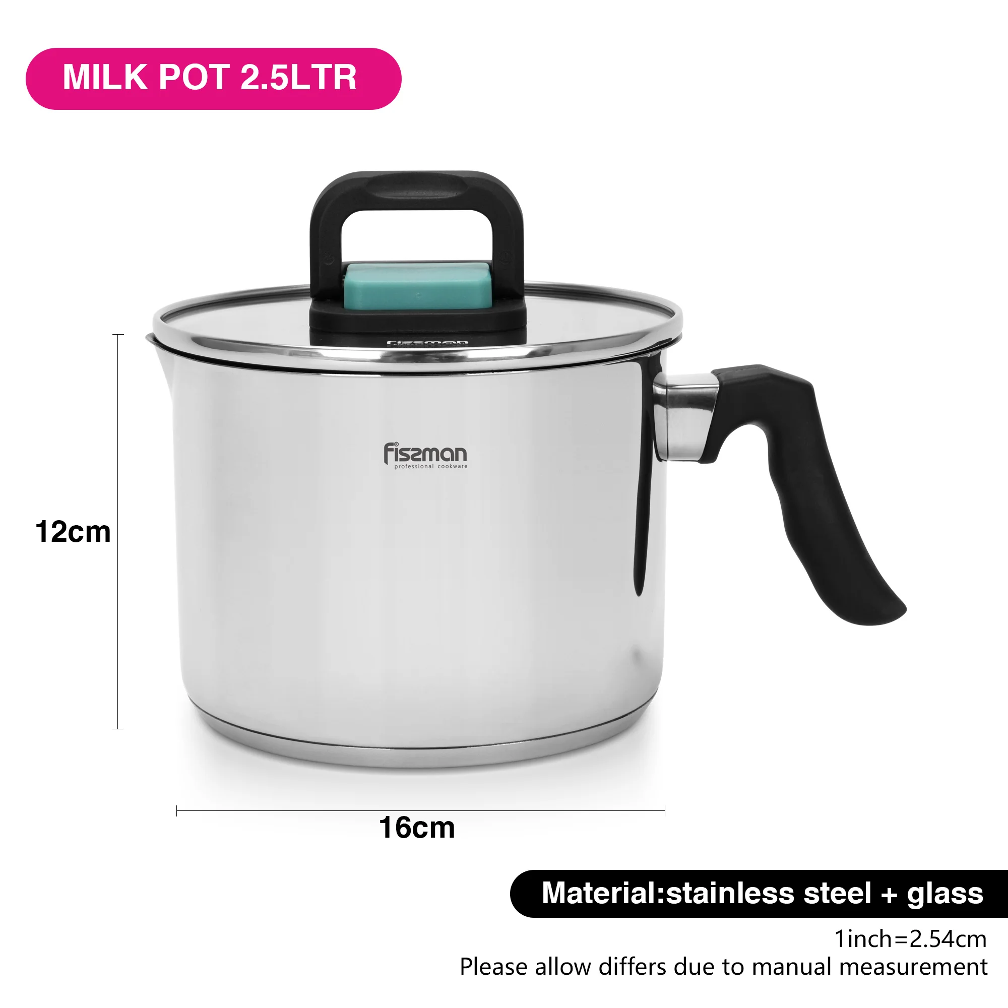 Kitchen Cooker Induction Stainless Steel 16cm Milk Pot 2.5 Ltr With Glass Lid Cookie Hot Chocolate view 4