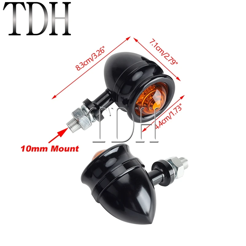 Motorbike Turn Signal Lights for Cruiser Bobber Chopper Sportster Softail Cafe Racer 10mm Universal 12V Retro Blinkers Indicator