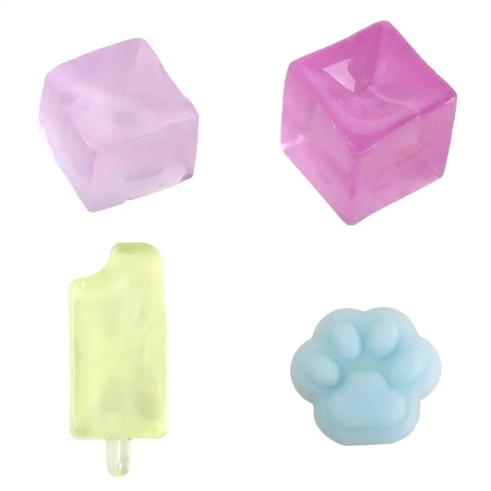 Paleta de cubitos de hielo, bolas de juguete, pata de gato, Mini bloque de hielo, juguete para apretar, cubo Kawaii transparente, juguetes de liberación, juguetes de cumpleaños