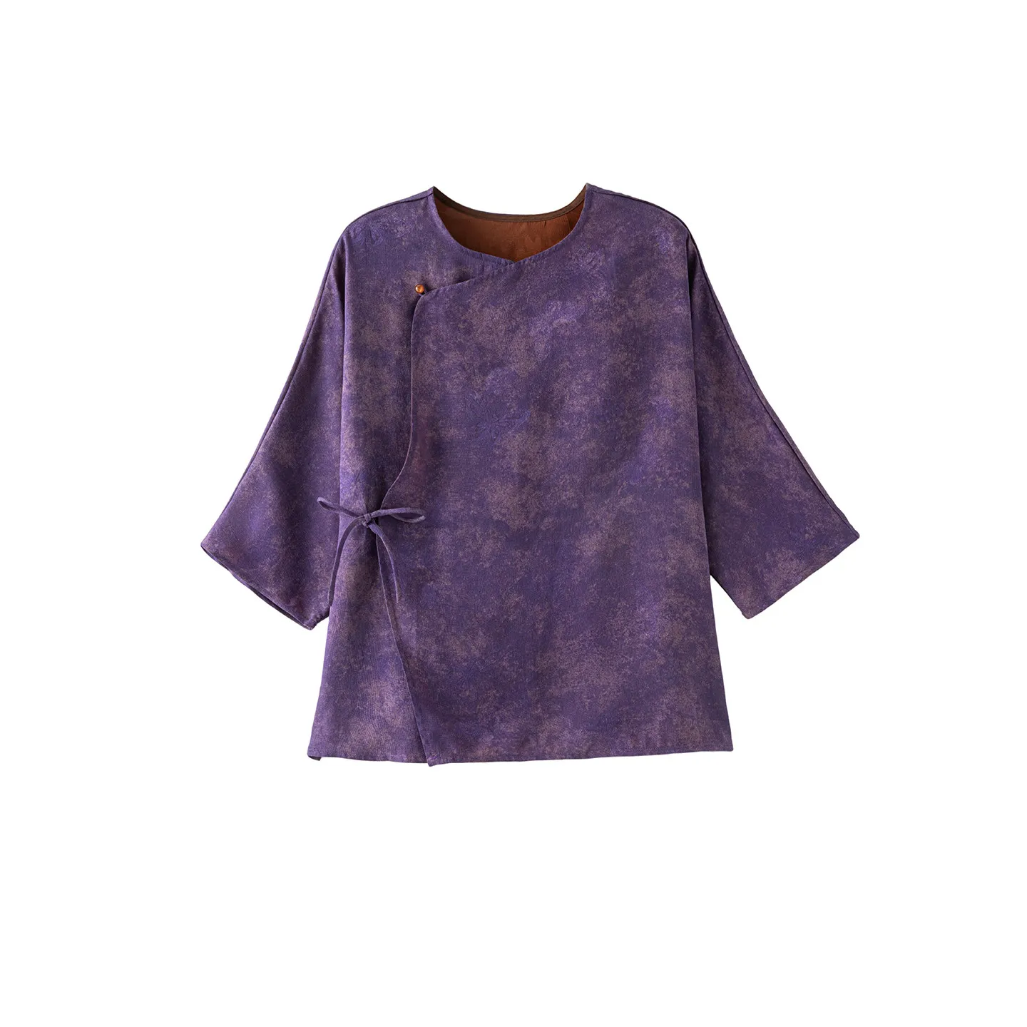 Winsleter-100%Real Silk Watered Gauze Elegant T-Shirt, 3/4 Sleeve Butterfly, Women Retro Loose Top, 2026 Autumn New T67801CC