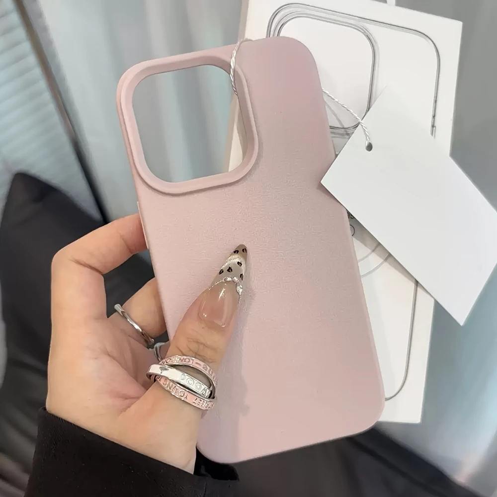 Casing HP Kulit Imitasi Macaron Pola Sederhana Original untuk iPhone 17 11 13 12 15 14 16 Pro Max XS XR X 7 8 Plus