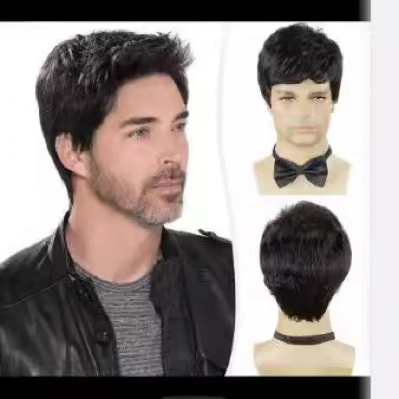 عبر الحدود الحصري تصدير شعر مستعار الرجال رمادي الجانب جزء الشعر القصير ارتفاع درجة الحرارة الألياف موضة التصميم شعر مستعار رمادي الرجال الشعر