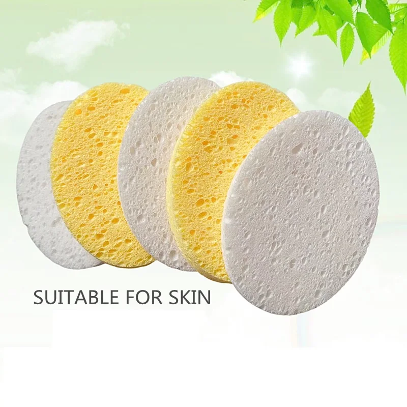 Face Round Makeup Remover Tool Natural Wood Pulp Sponge Cellulose Compress Cosmetic Puff Facial Washing Sponge Beauty Tool