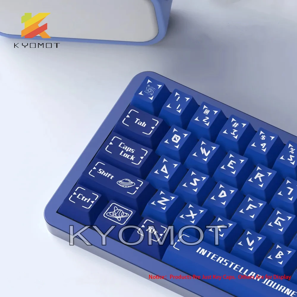 KYOMOT New 158 Keys Blue Star Journey Theme Keycaps PBT Dye-SUB DIY Cherry Profile Key Cap for MX Switch Mechanical Keyboard ISO