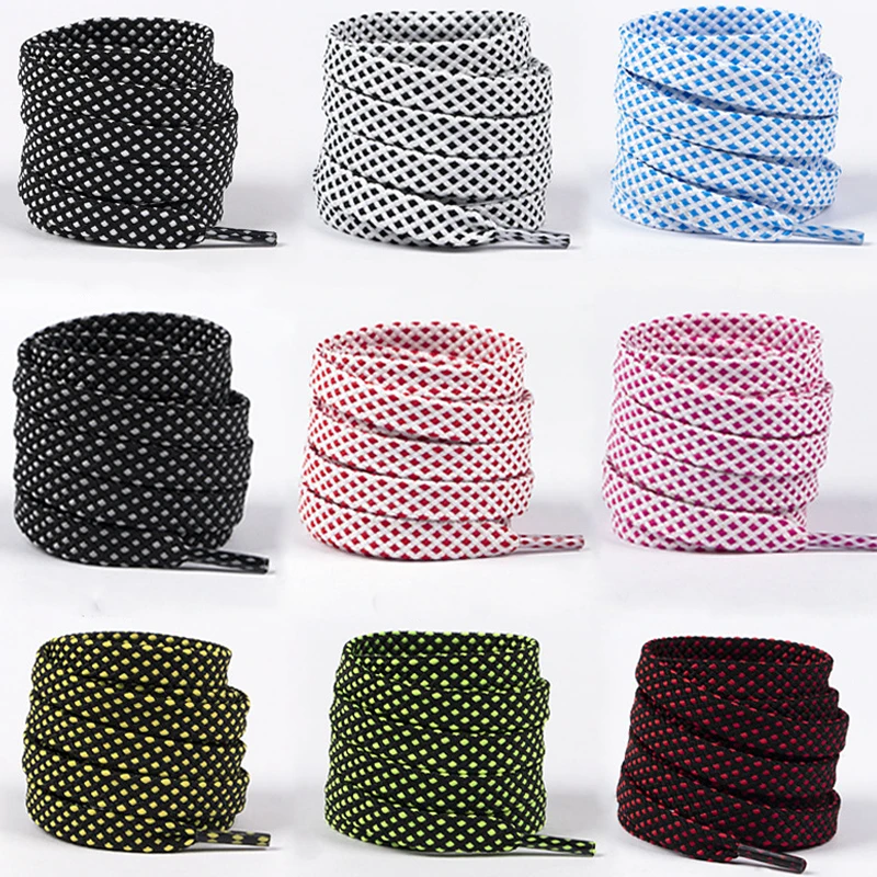 1 Pair Flat Shoelace Polyester Sneakers Shoelaces for Shoes Fashion Heckered Double Layer Hollow Shoe Laces