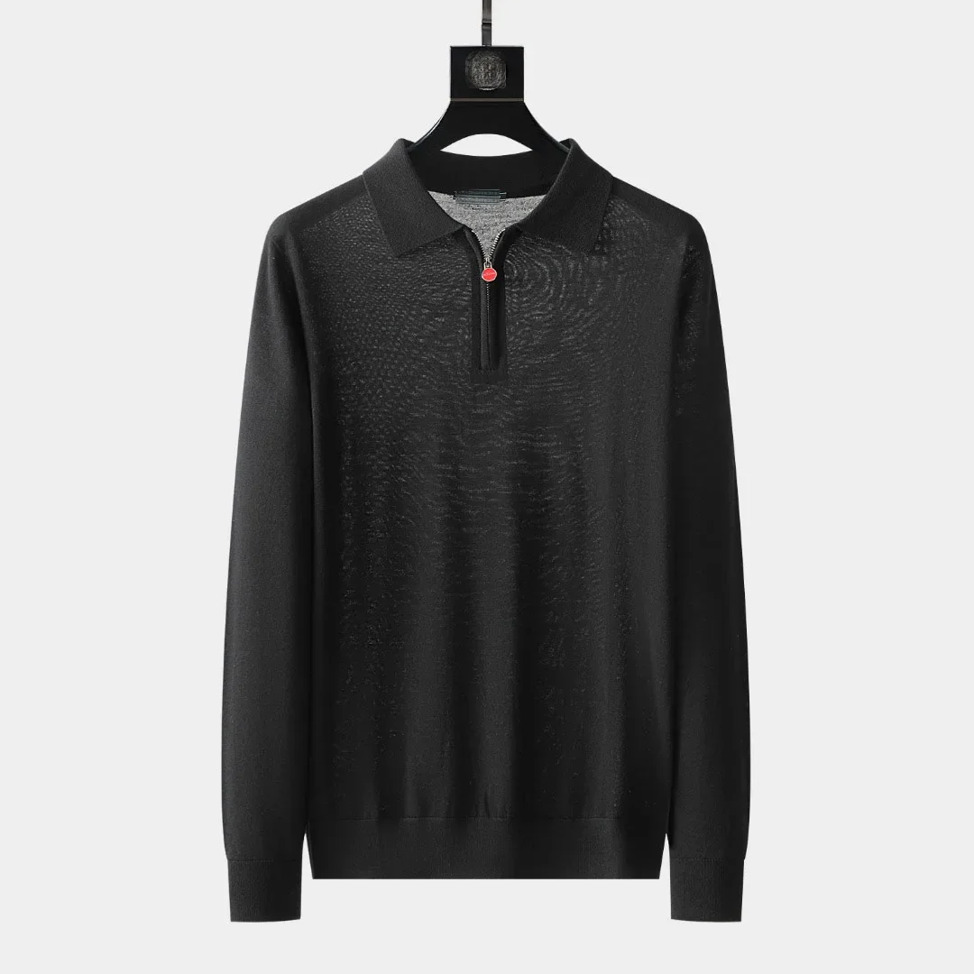 

DIKU 2025 men's boutique autumn and winter new wool knitted lapel casual long sleeved polo shirt M-XXL