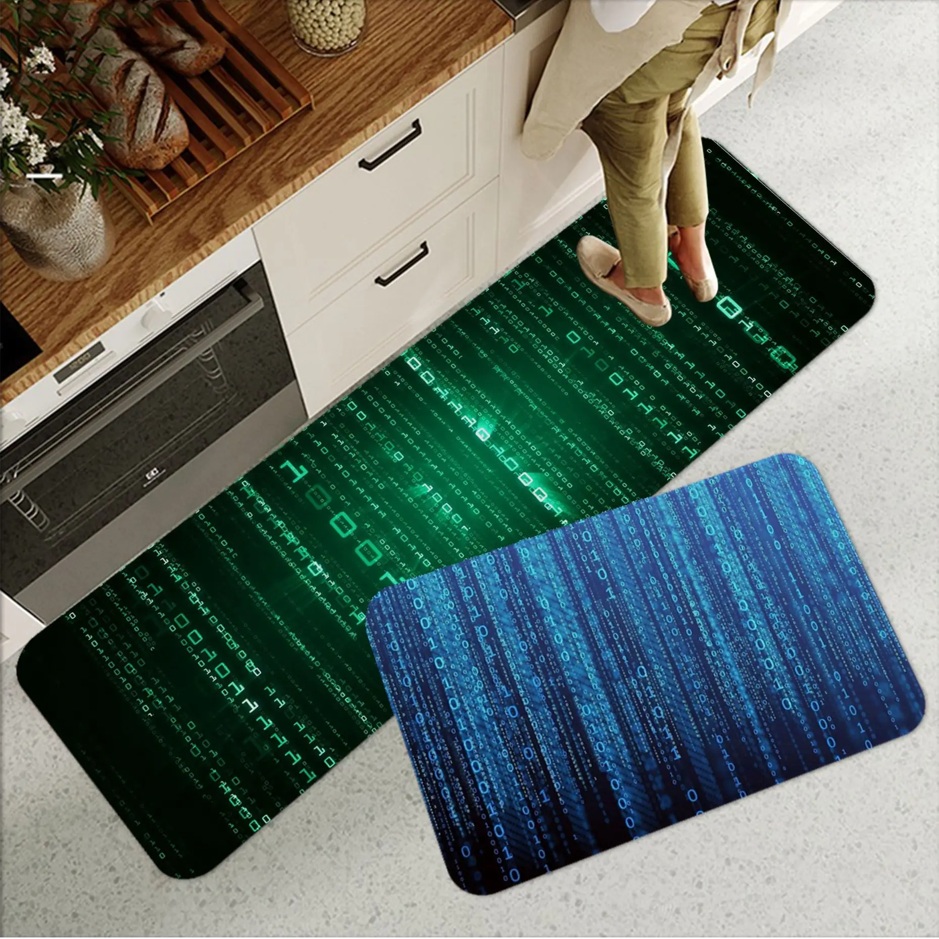 Binary Code The Matrix Program Bath Mat Rectangle Anti-slip Home Soft Badmat Front Door Indoor Outdoor Mat Toilet Rug