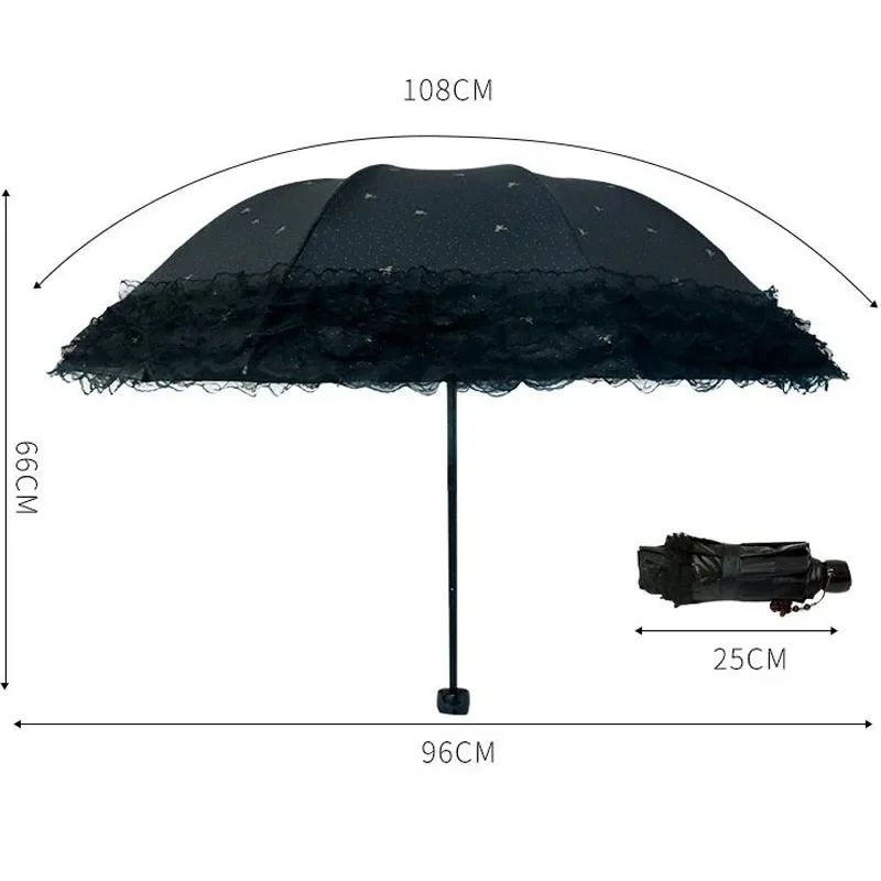 Anti Protection Windproof Strong Lace Folding Rainny Parasol Sunny Umbrella Umbrellas  Princess