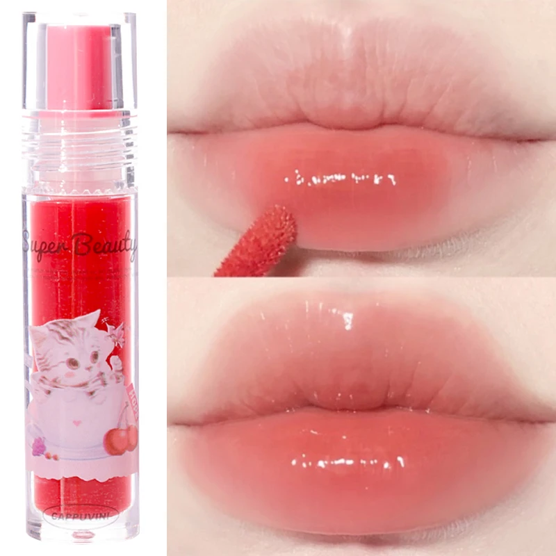 Espelho Lip Gloss Lipstick Set, hidratante, duradouro, mulheres Lip Tint, impermeável, antiaderente Cup, cosméticos, 6 cores, 1 Pc, 3Pcs