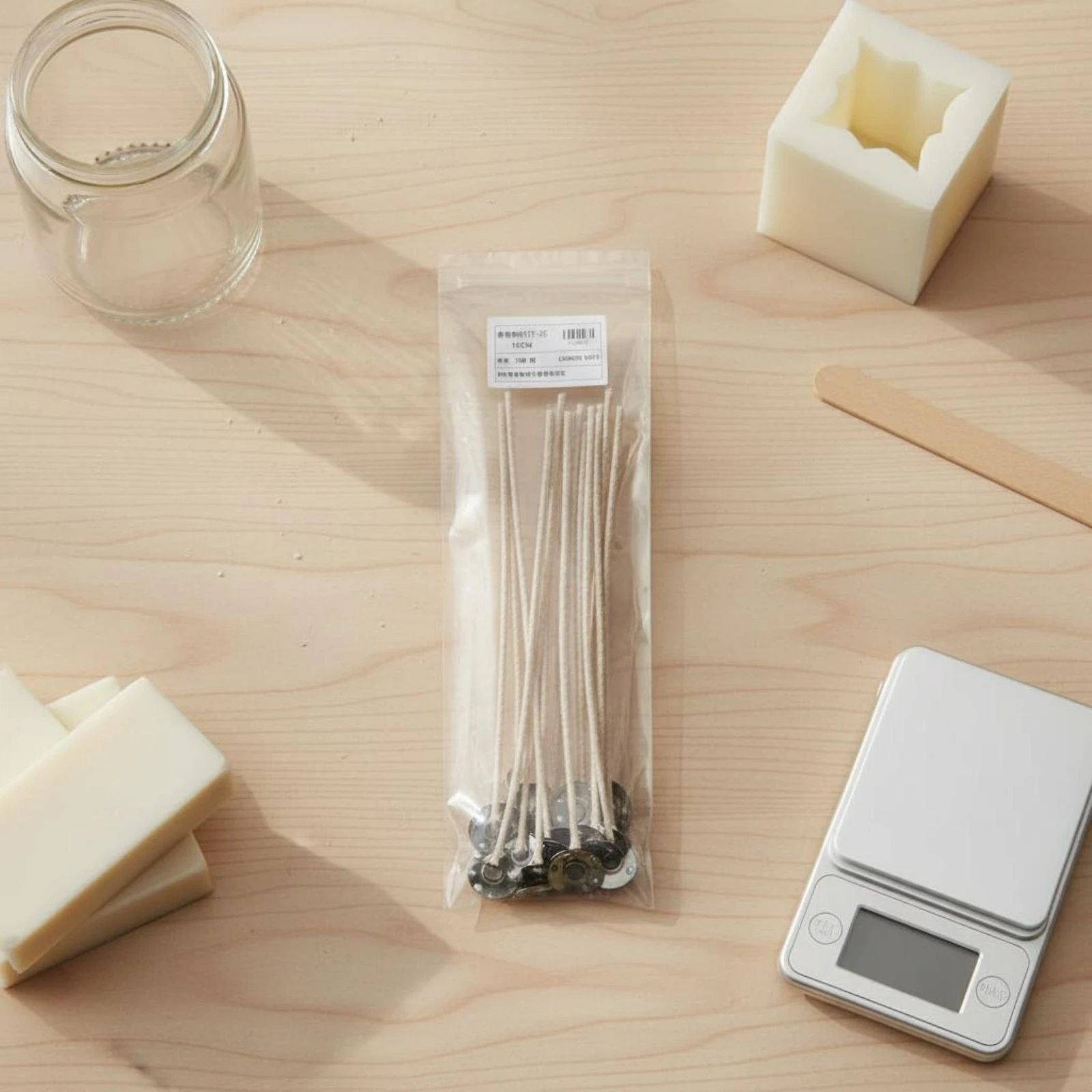 Cotton Wick Pre Tabbed - 10 Pieces Candle Wick Smokeless Waxed