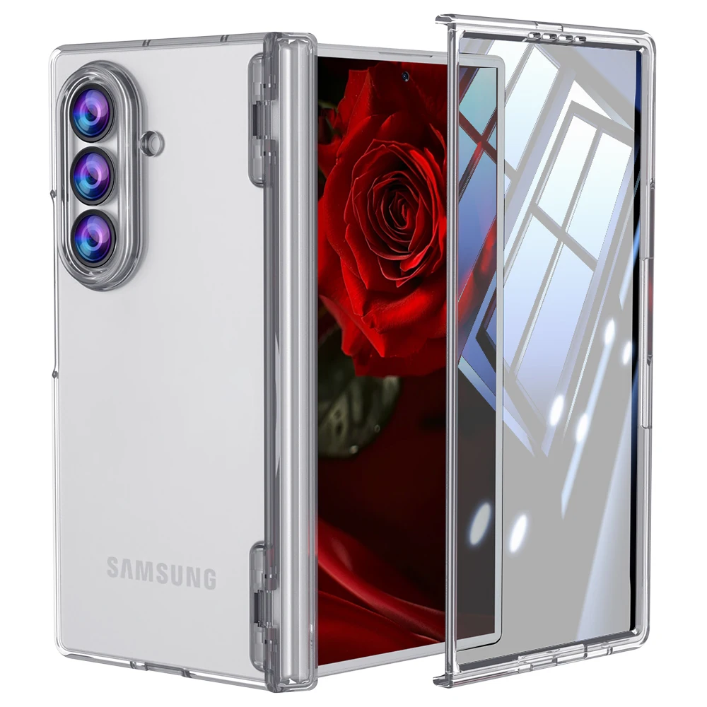 For Samsung Galaxy Z Fold 8 Ultra Case Skin-Friendly Clear Hinge With Tempered Film Shockproof Protection Hard Cover Accessories