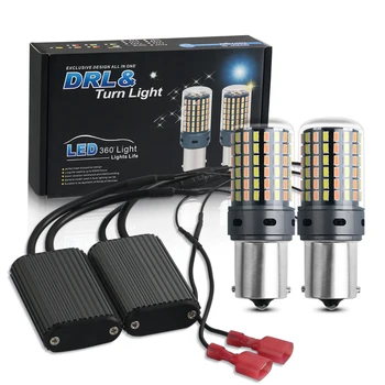 듀얼 컬러 방향 지시등 플래시 없음, CANbus LED 전구 3014 120SMD 오류 없음, 1156 BA15S P21W BAU15S PY21w 3156 T20 7440 W21W, 2 개