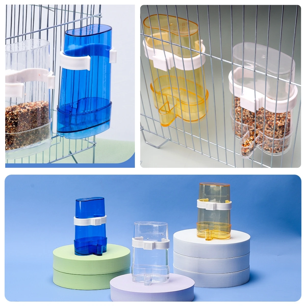 Jaula automática para pájaros de doble uso, bebedero, alimentador para loros, canarios, periquitos, suministros de alimentación para beber, accesorios para mascotas, 1/3 Uds.