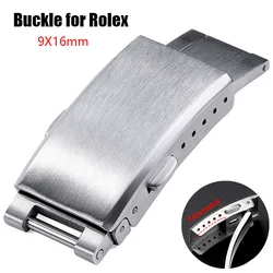 Luxury Metal Buckle 9x16mm Watchband Clasp for Rolex Stainless Steel Buckle for Water Ghost Folding Button Watch Accessories