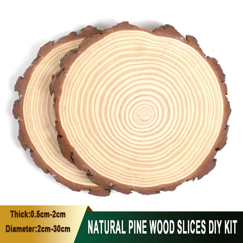 1-30Pcs Natural Pine Wood Slices DIY Bundle for Children's Art Projects Diameter2-30cm Tree Rings Crafts/Photo Props/Home Decor