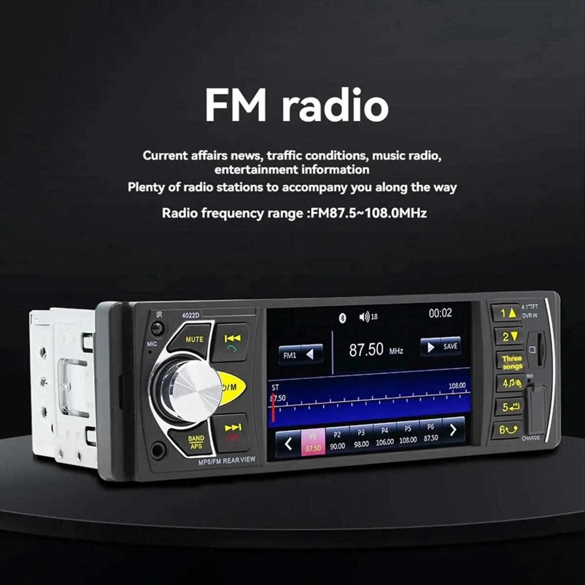 Y60A NEW-4.1 Inch Screen Car MP5 Player Compatible with Bluetooth 1 Din Remote Audio System USB AUX FM Support Rear View Camera