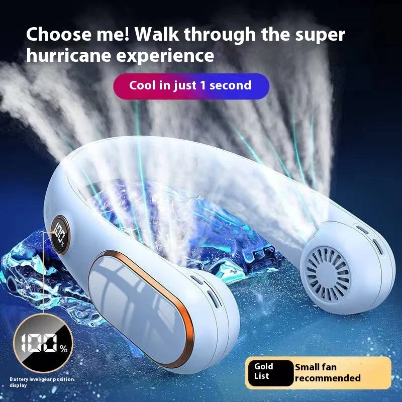 

Новинка 2025 года, портативный вентилятор с лямкой на шее, зарядка через USB, ручной бесшумный многофункциональный безлопастный мини-электрический вентилятор, офисное наружное охлаждение