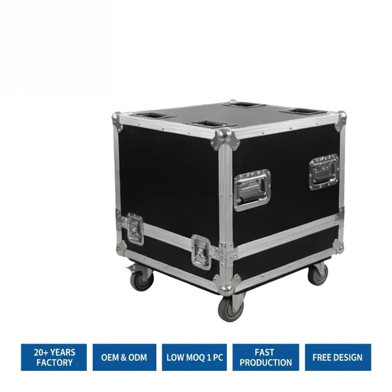 Wholesale Customized 4IN1 Audio Equipment Flight Case Heavy Duty Aluminum Plywood Speaker Transport Hard Flight Case
