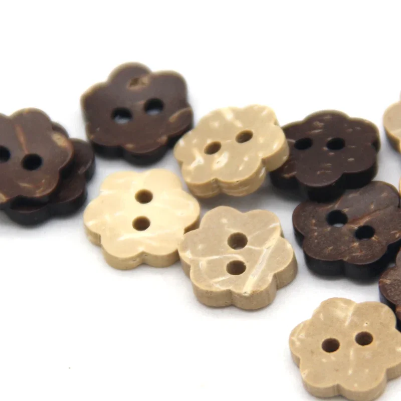 HENGC 11mm Mixed Flower Wood Buttons For Crafts Children Scrapbooking Baby Shirt DIY Decorative Sewing Accessories Wholesale