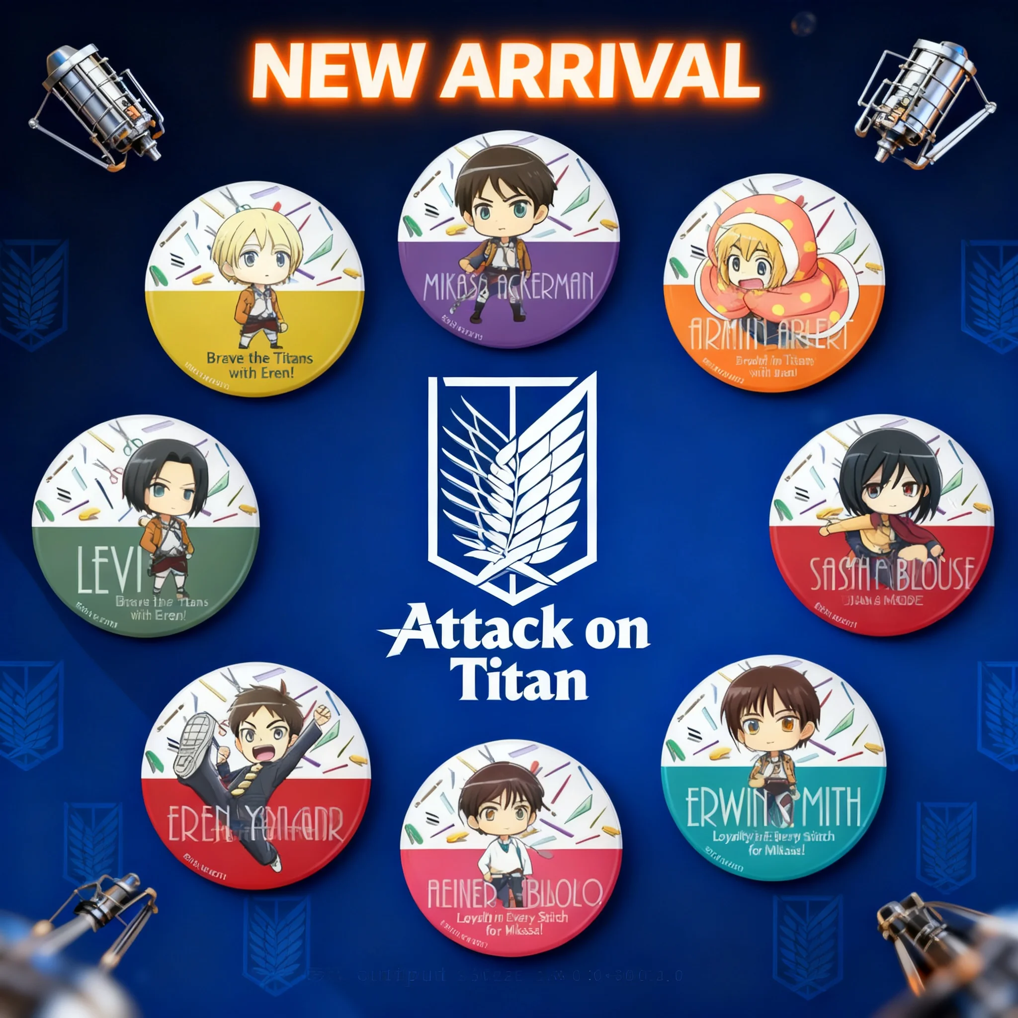 Pin de la Escuela Secundaria de Ataque a los Titanes, Accesorio de Anime, Colgante para Bolsa, Pin de Merchandising del Manga Ataque a los Titanes