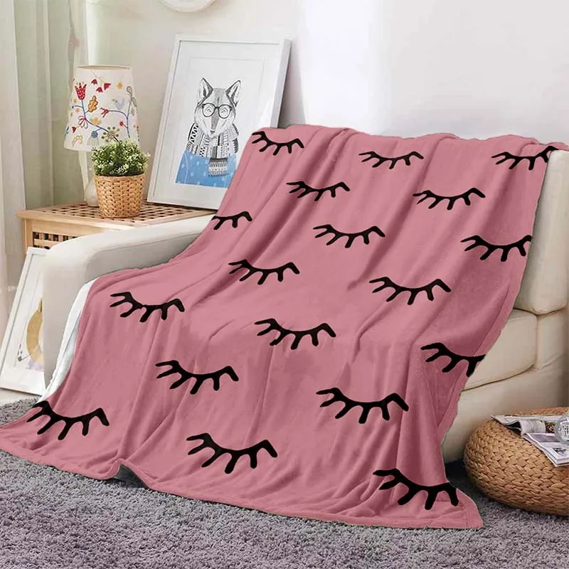 Eyelash Knitted Blankets Cartoon Beauty Glam Closed Eyes Flannel Throw Blanket Airplane Travel Decoration Soft Warm Bedspread