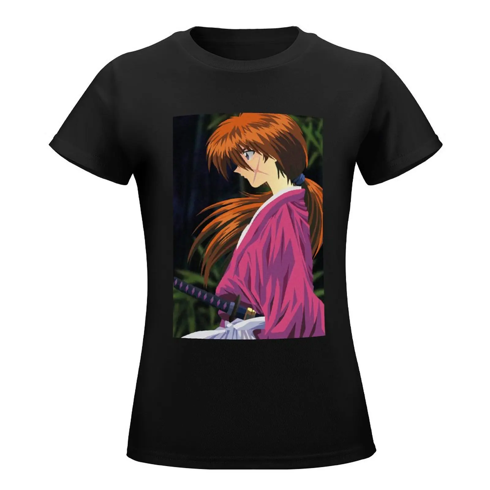 Himura kenshin T-Shirt Female clothing tees vintage clothes black t shirts for Women