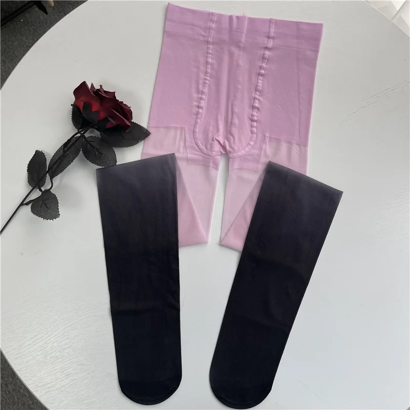 Summer Women’s Gothic Velour Ombre Sheer Tights Gradient Candy Color Pantyhose Gradual Change Sexy Contrast Color Thin Stockings