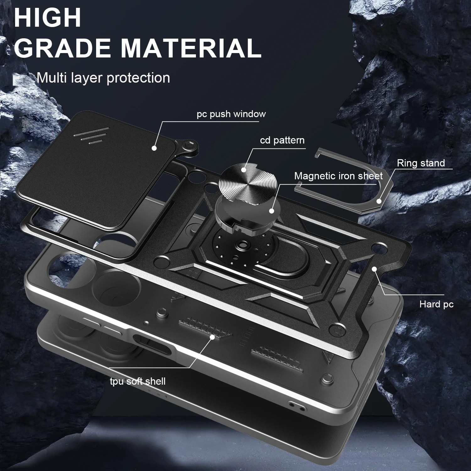 Case for vivo Y39 Slide Camera Protect Stand Phone Shell Funda for Y38 5G Cover