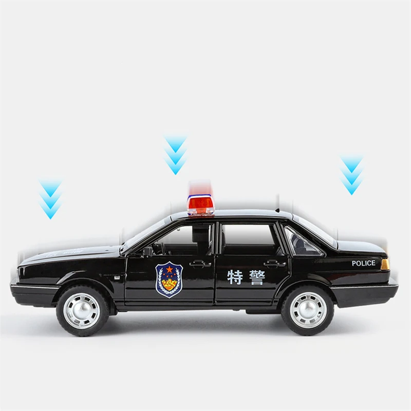 Santana-Coche de aleación fundido a presión para niños, vehículo de policía especial de Metal, modelo de coche de simulación de sonido y luz, colección de juguete, regalo, 1/24