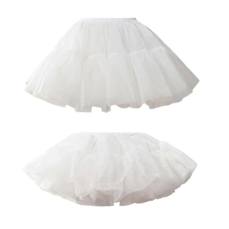 Womens Girls Short Tulle Skirt 1950s 6 Layer Tutus Pleated Skirts Petticoat Crinolines Hoopless Short Length Underskirt