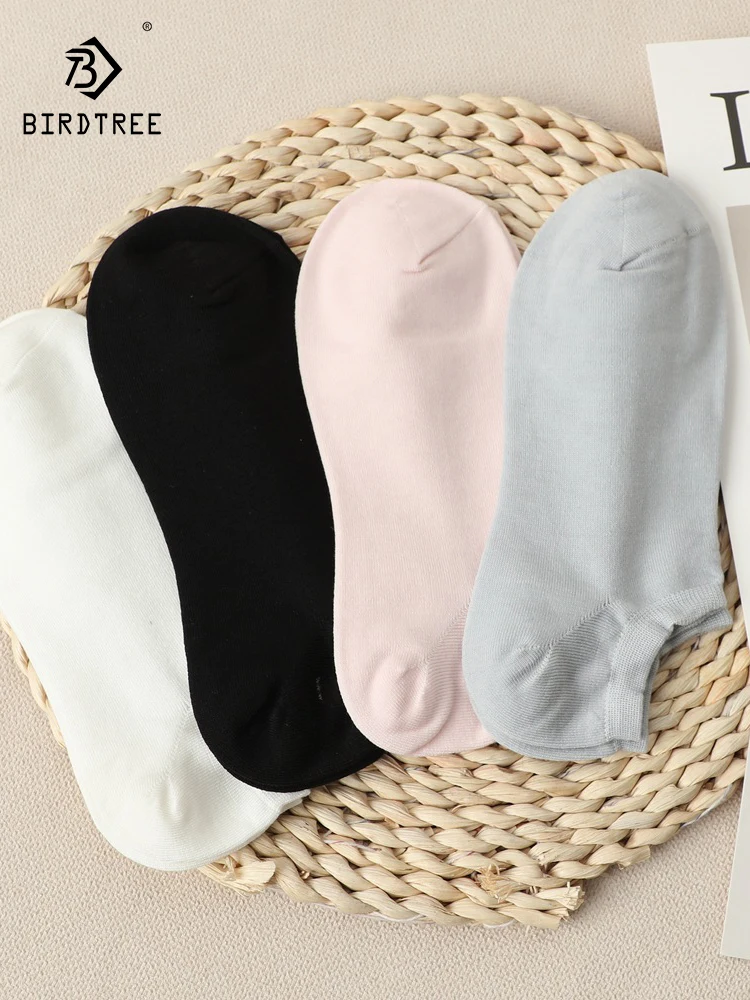 

Birdtree, 3 упаковки, 80% шелковые носки, удобные прочные однотонные мужские и женские дышащие эластичные носки-лодочки A37209QC