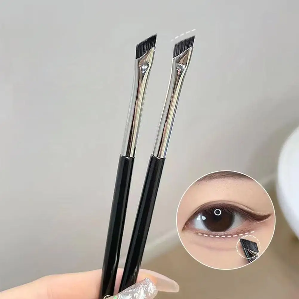 Brosse Eyeliner à lame améliorée, brosse à sourcils plate Ultra fine à Angle fin sous les yeux, brosse de détail précise, 1/2 pièces
