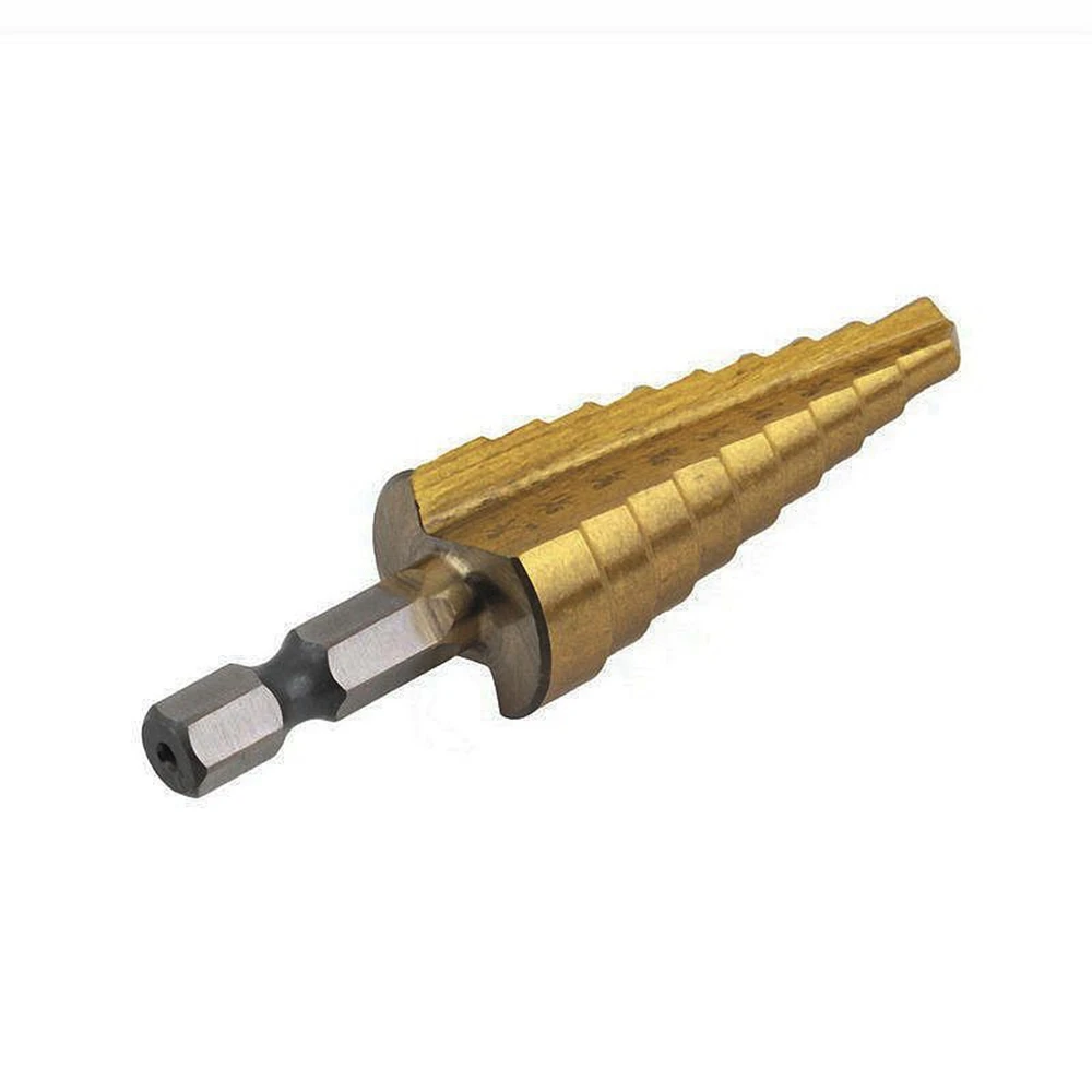 3Pcs HSS Titane Enduit Étape Forets 1/4 "Tige Hexagonale Étape Cône Forage Krachtige Trou Coupeur 3/16"-1/2 "1/8"-1/2 "1/4"-3/4"