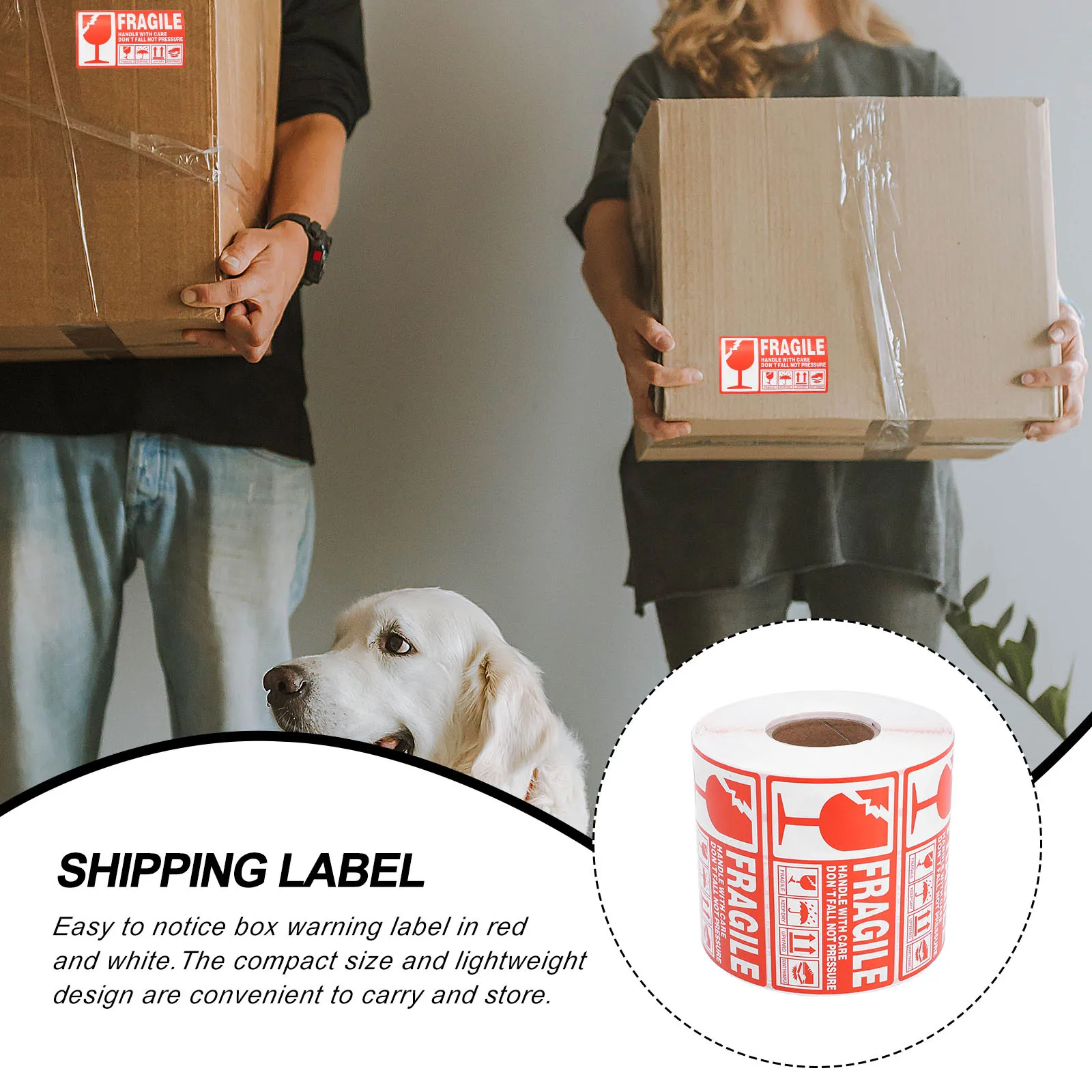 

Fragile Adhesive Sticker Packing Warning Handle with Care Label Red Shipping Paper for