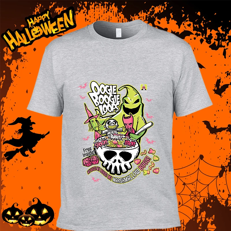 Oogie Boogie Loops Halloween Print Men's T-Shirt Casual Top Cotton Short Sleeve