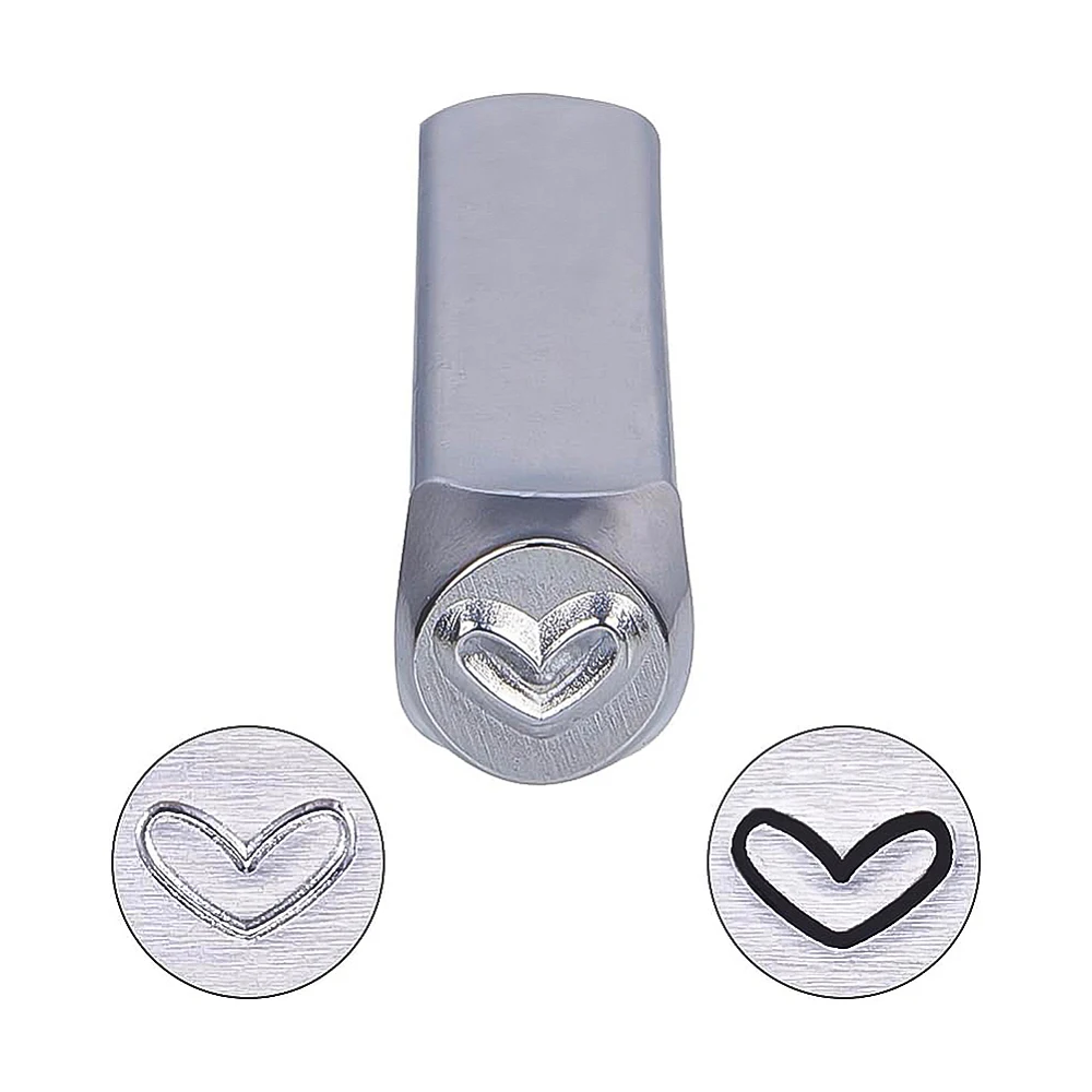 1Pc Iron Stamps Cuboid Heart Pattern Metal Punch Stamp Stamping Press Tool Metal Steel Tag Stamping for Imprinting on Metal