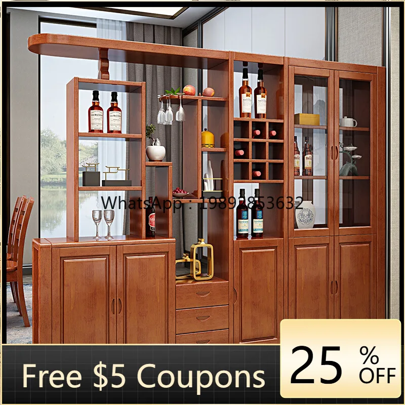 LYY Solid Wood Double-Sided Partition Living Room Chinese Style Hall Cabinet Modern Simple EntranceCabinet Wine Storage Entryway
