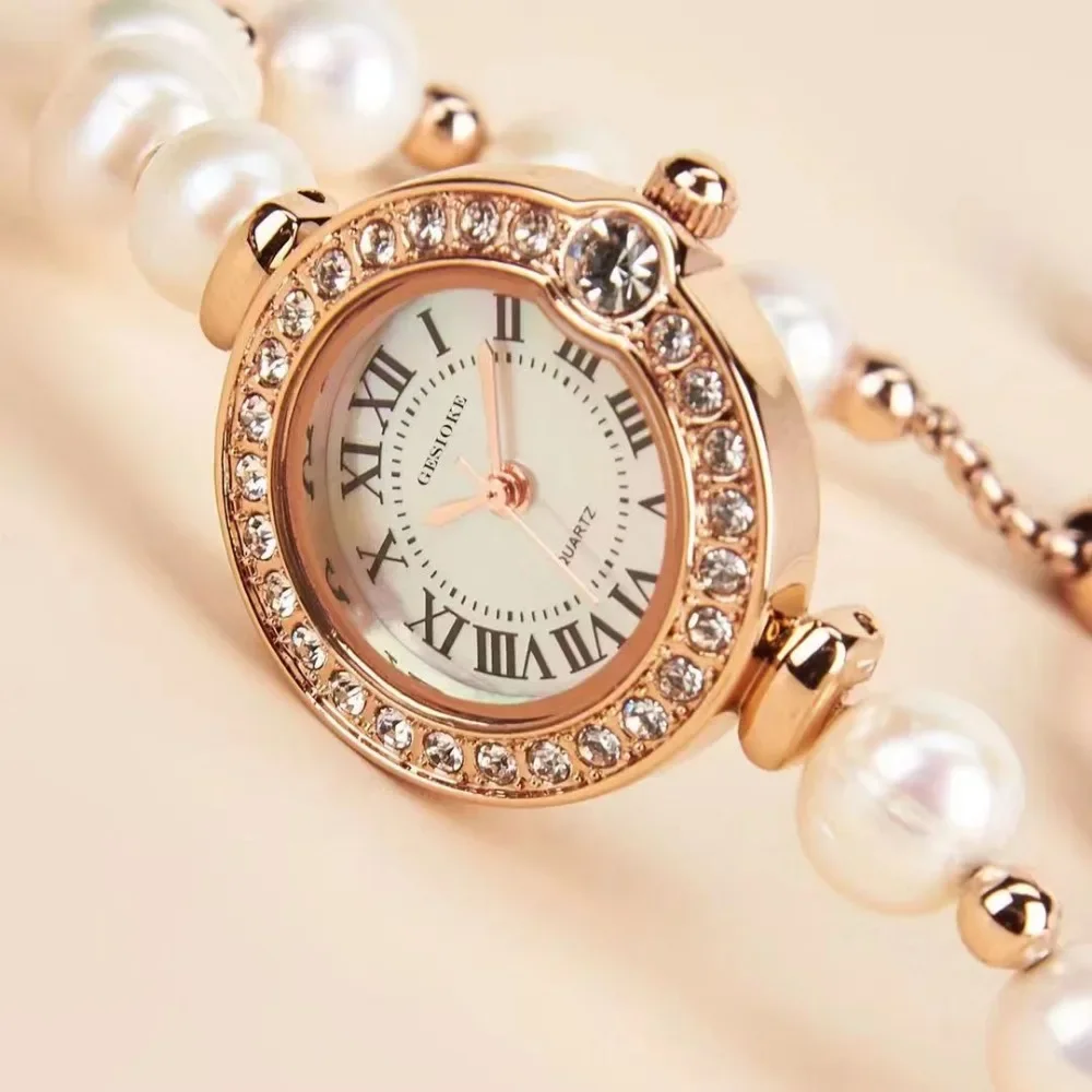 

Women Watches Luxury Exquisite Pearl Diamond Bracelet Quartz Watches Fashion Waterproof Women Clock Girls Gift Reloj Para Mujer