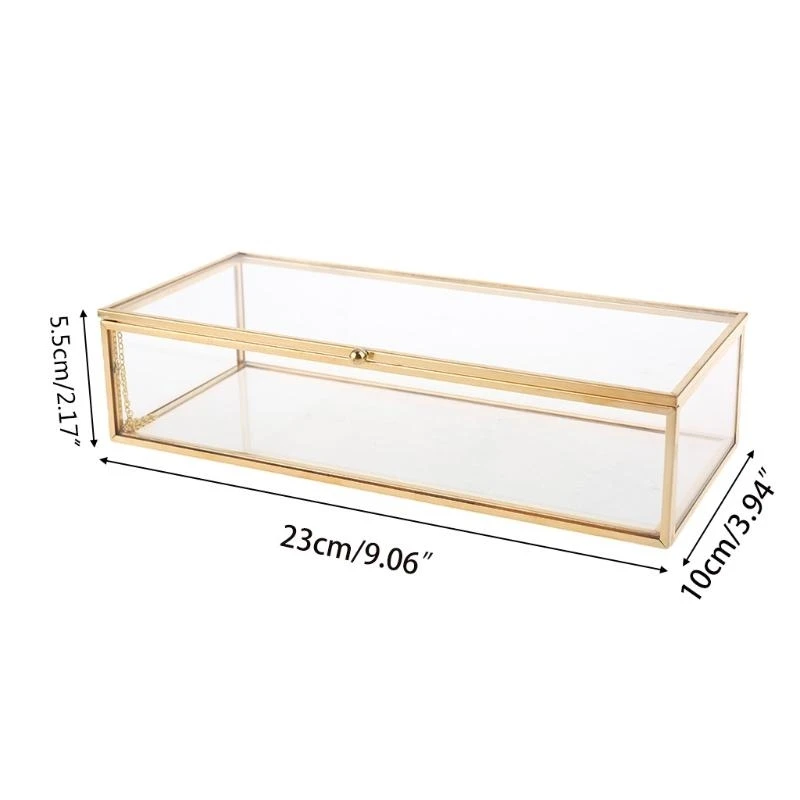 R1WA Large Clear Rectangle Box Rings Bracelet Golden Durable - view 6