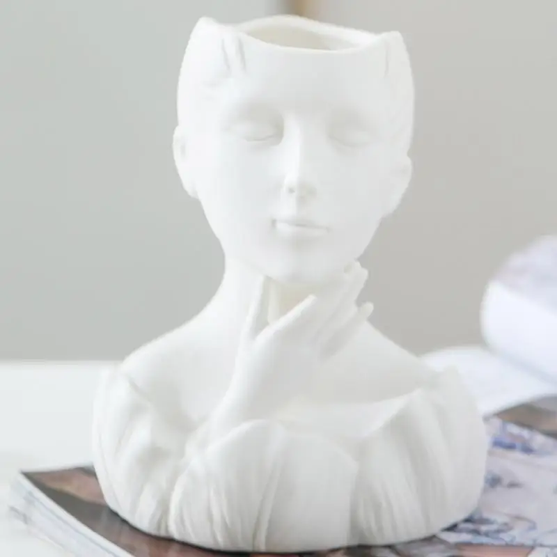R3MC Portrait Succulents Planter Molds DIYs Concrete Flowerpot Resin Molds Pen Holder Resin Molds Desk Livingrooms Decoration